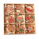 Set 18 Decoratiuni de Craciun din Lemn, Flippy, cu Snur pentru Agatare in Brad, Modele Diverse , Diferite Dimensiuni,