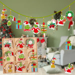 Set 18 Decoratiuni de Craciun din Lemn, Flippy, cu Snur pentru Agatare in Brad, Model Grinch, Diferite Dimensiuni,