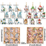 Set 18 Decoratiuni de Craciun din Lemn, Flippy, cu Snur pentru Agatare in Brad, Model Gnomi, Diferite Dimensiuni,