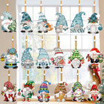 Set 18 Decoratiuni de Craciun din Lemn, Flippy, cu Snur pentru Agatare in Brad, Model Gnomi, Diferite Dimensiuni,