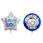 Set 2 Baloane din Folie Metalizata, Flippy, Figurine Stea si Cerc, Tema Botez Baietel, 45 cm, Ambalaj Individual, Pai