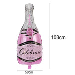 Set 2 Baloane din Folie Metalizata, Flippy, tematica Aniversare HAPPY BIRTHDAY, Figurine Model Sticla de Sampanie 50 x