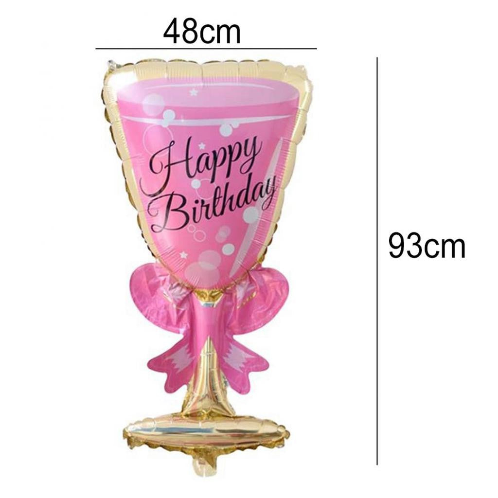 Set 2 Baloane din Folie Metalizata, Flippy, tematica Aniversare HAPPY BIRTHDAY, Figurine Model Sticla de Sampanie 50 x