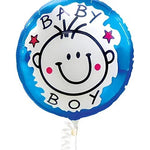 Set 2 Baloane din Folie Metalizata, Flippy, Figurine Stea si Cerc, Tema Botez Baietel, 45 cm, Ambalaj Individual, Pai