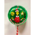 Balon Rotund, Flippy, din Folie de Aluminiu, Tema Craciun, Model Grinch, 44x53 cm, Verde