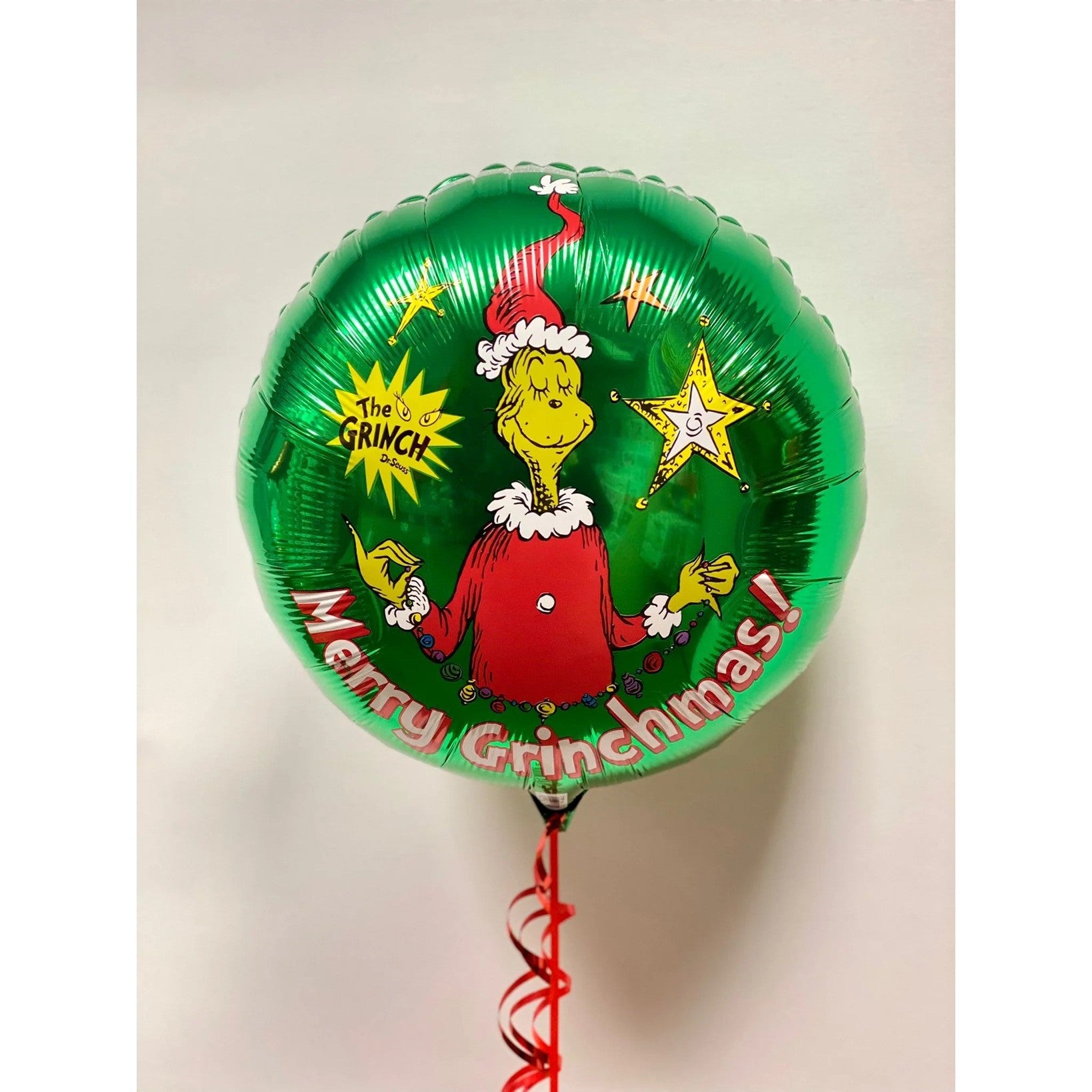 Balon Rotund, Flippy, din Folie de Aluminiu, Tema Craciun, Model Grinch, 44x53 cm, Verde