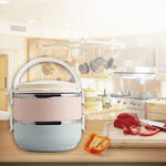 Set 2 Caserole pentru alimente Flippy, lunch box, 1400 ml, otel inoxidabil, maner, valva aerisire, 15.5 x 15 cm,