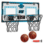 Set 2 Cosuri de Baschet pentru Copii, Flippy, cu Tablou de Bord Electronic, Pentru 2 Jucatori, Minge, Pompa, 2 Moduri,