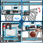 Set 2 Cosuri de Baschet pentru Copii, Flippy, cu Tablou de Bord Electronic, Pentru 2 Jucatori, Minge, Pompa, 2 Moduri,