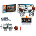 Set 2 Cosuri de Baschet pentru Copii, Flippy, cu Tablou de Bord Electronic, Pentru 2 Jucatori, Minge, Pompa, 2 Moduri,