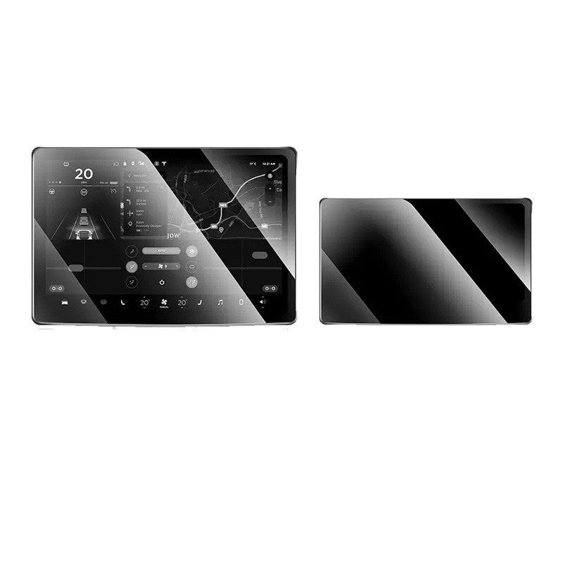 Set 2 Folii de Sticla Securizata, Flippy, Compatibila cu Tesla Model 3 / Tesla Model Y, Ecran Frontal si Spate, 4K