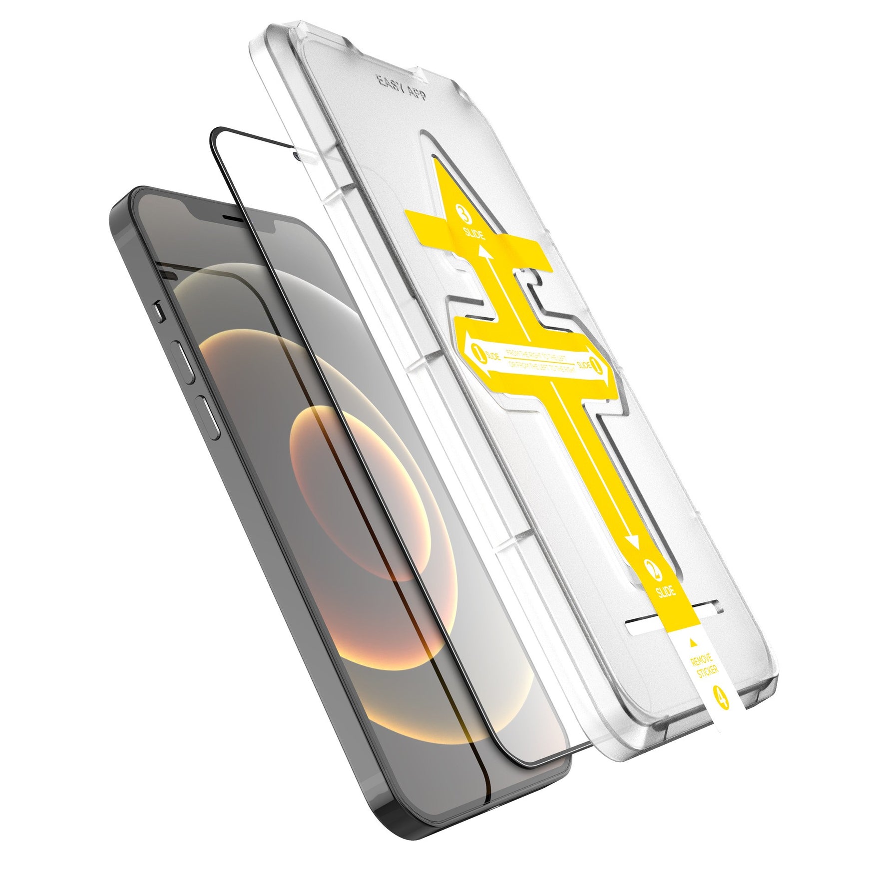 Set 2 folii sticla securizata cu sistem de montare usor si rapid Full Cover 3D Flippy compatibila cu Apple iPhone 12