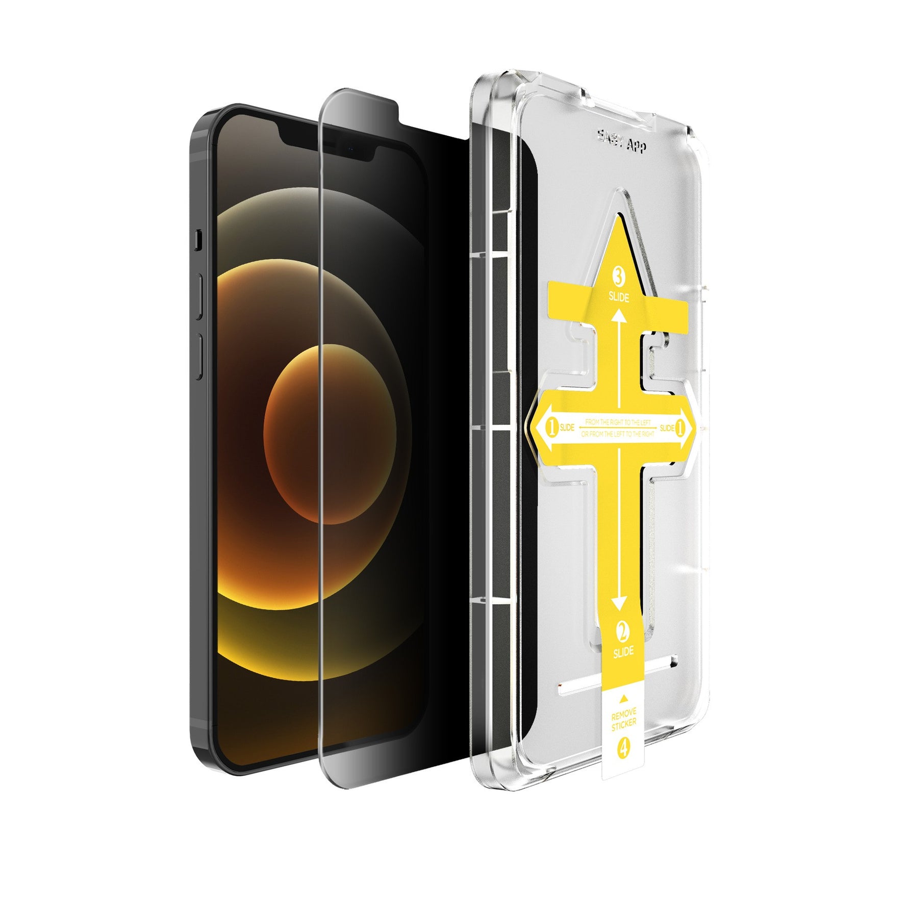 Set 2 folii sticla securizata cu sistem de montare usor si rapid Full Cover 3D Privacy Flippy compatibila cu Apple