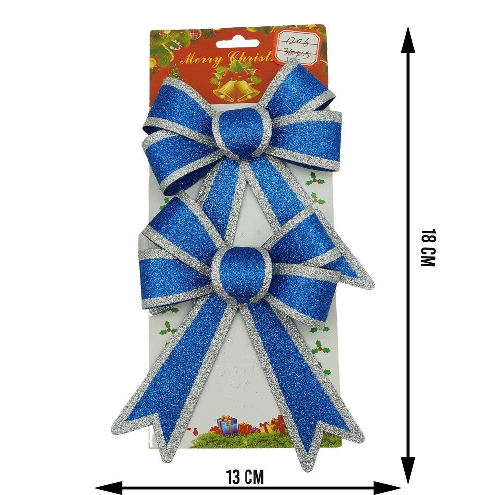 Set 2 fundite pentru brad, Albastre, cu margini argintii, 13 x 18 cm, PVC, Flippy