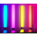 Set 2 Lampi de Birou, Flippy, RGB Colorat, 28 LED, Putere 5V, Telecomanda cu 24 de Taste, Cablu USB, Negru, 25.5x4x3.5cm