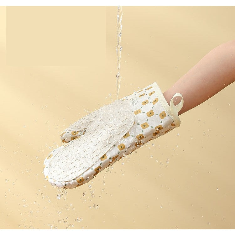 Set 2 manusi cuptor Flippy, manusa de bucatarie, rezistenta 330 grade, textil si cauciuc, 26.5x18 cm, alb