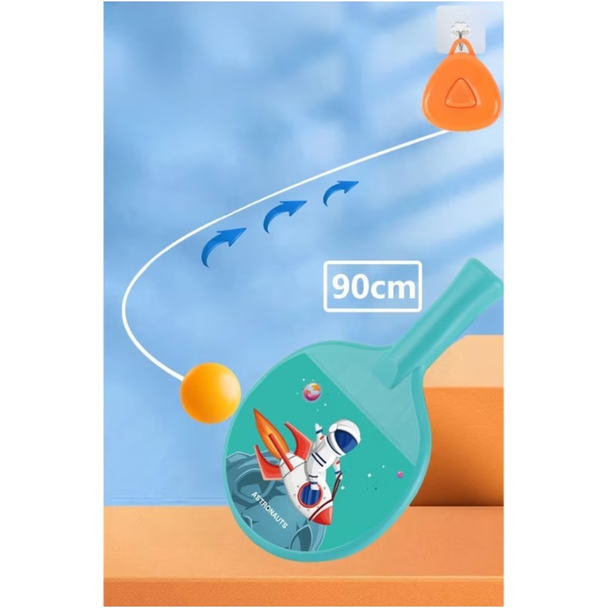 Set 2 Palete de Tenis de Masa, Flippy, pentru Copii, Design Animat, Tematica Astronauti, Accesoriu de Agatat Inclus si