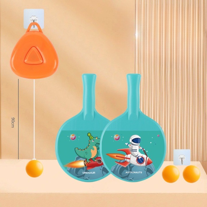 Set 2 Palete de Tenis de Masa, Flippy, pentru Copii, Design Animat, Tematica Astronauti, Accesoriu de Agatat Inclus si