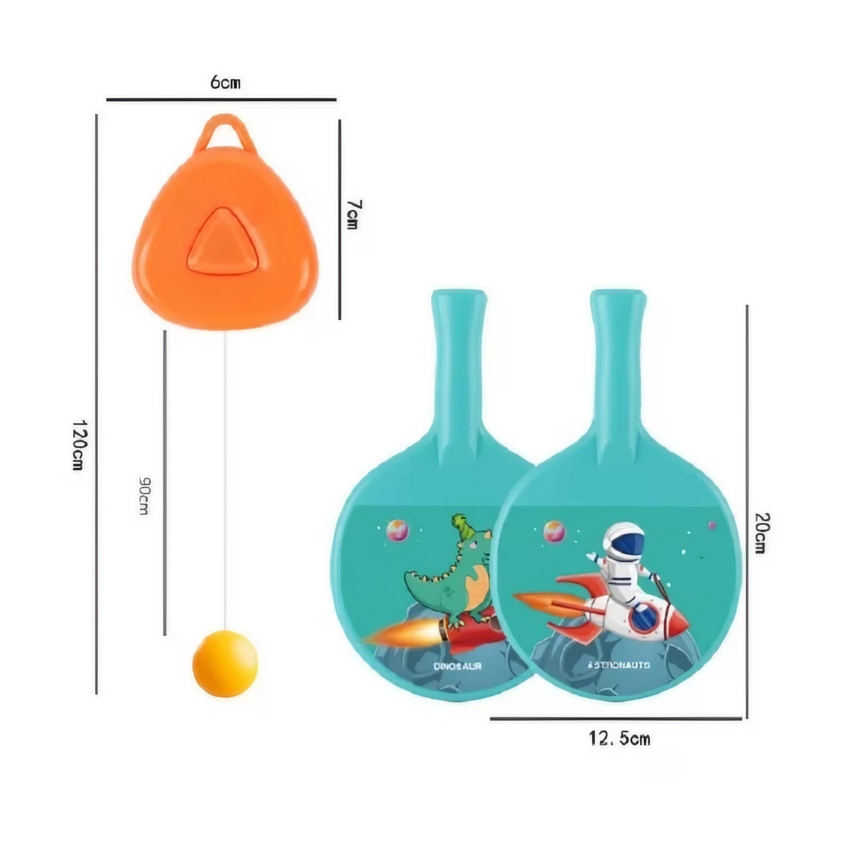 Set 2 Palete de Tenis de Masa, Flippy, pentru Copii, Design Animat, Tematica Astronauti, Accesoriu de Agatat Inclus si