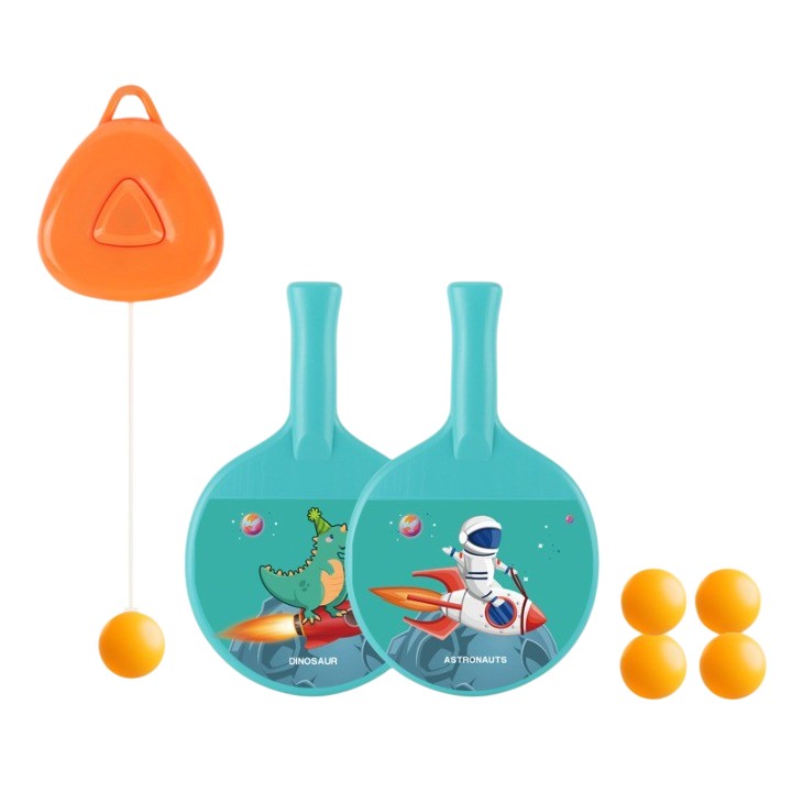 Set 2 Palete de Tenis de Masa, Flippy, pentru Copii, Design Animat, Tematica Astronauti, Accesoriu de Agatat Inclus si