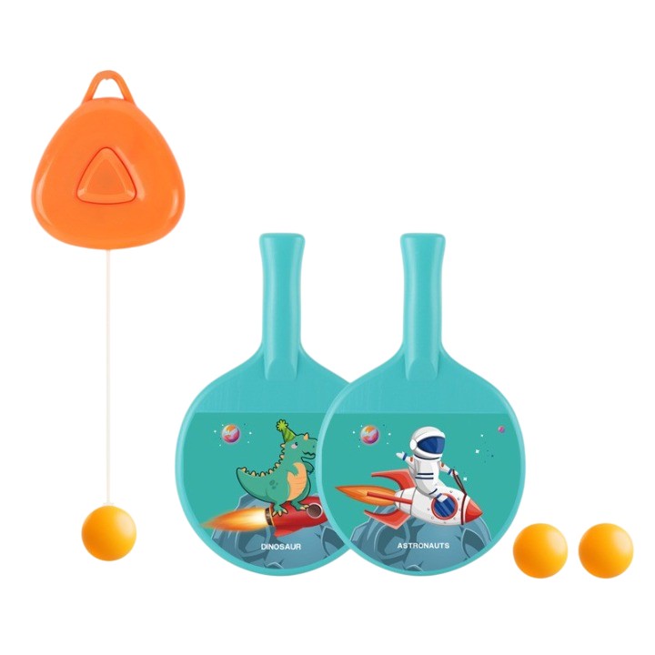 Set 2 Palete de Tenis de Masa, Flippy, pentru Copii, Design Animat, Tematica Astronauti, Accesoriu de Agatat Inclus si