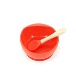 Set 2 piese diversificare bebelusi si copii din silicon Flippy, bol cu ventuza, lingurita din lemn si silicon, pentru
