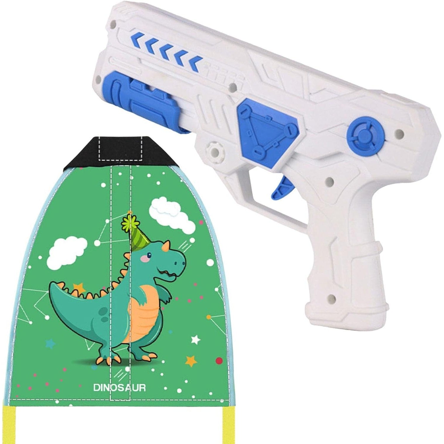 Set 2 Piese Jucarie Interactiva, Flippy, Pistol de Catapultare + Zmeu, din Plastic si Panza, +8 Ani, Impermeabil, Model