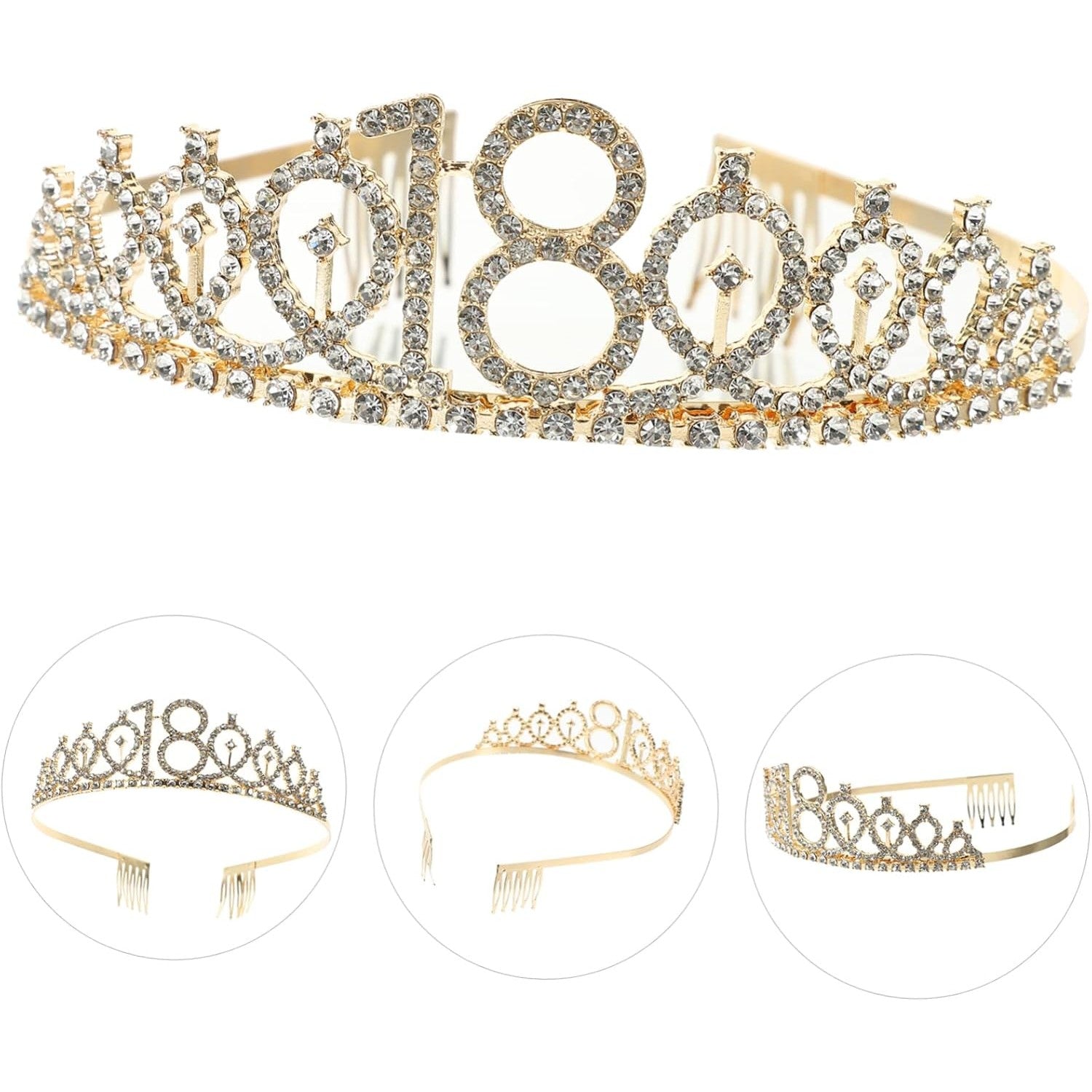 Set 2 Piese pentru Majorat, Flippy, 15 x 13 x 5 cm, Coronita Printesa Gold si Panglica 18&amp;Fabulous, Negru
