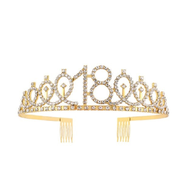 Set 2 Piese pentru Majorat, Flippy, 15 x 13 x 5 cm, Coronita Printesa Gold si Panglica 18&amp;Fabulous, Negru
