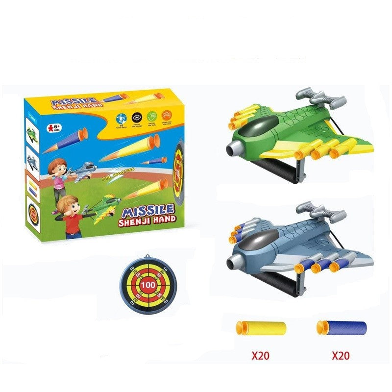Jucaruie cu Lansator pentru Copii, Flippy, Lanseaza Manual, Tinta, 2 Avioane, 40 de Gloante din Material Moale, Joc