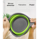 Set 2 strecuratori pliabile din silicon alimentar Flippy, cu manere, fund antiaderent si antialunecare, rotunda, doua