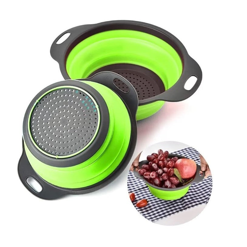 Set 2 strecuratori pliabile din silicon alimentar Flippy, cu manere, fund antiaderent si antialunecare, rotunda, doua