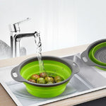Set 2 strecuratori pliabile din silicon alimentar Flippy, cu manere, fund antiaderent si antialunecare, rotunda, doua