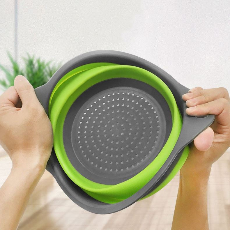 Set 2 strecuratori pliabile din silicon alimentar Flippy, cu manere, fund antiaderent si antialunecare, rotunda, doua