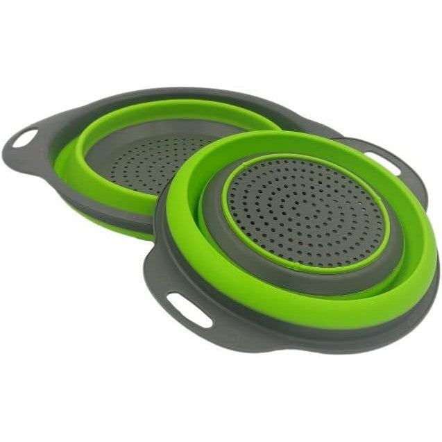 Set 2 strecuratori pliabile din silicon alimentar Flippy, cu manere, fund antiaderent si antialunecare, rotunda, doua