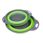 Set 2 strecuratori pliabile din silicon alimentar Flippy, cu manere, fund antiaderent si antialunecare, rotunda, doua