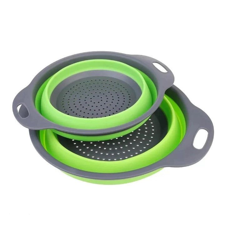 Set 2 strecuratori pliabile din silicon alimentar Flippy, cu manere, fund antiaderent si antialunecare, rotunda, doua