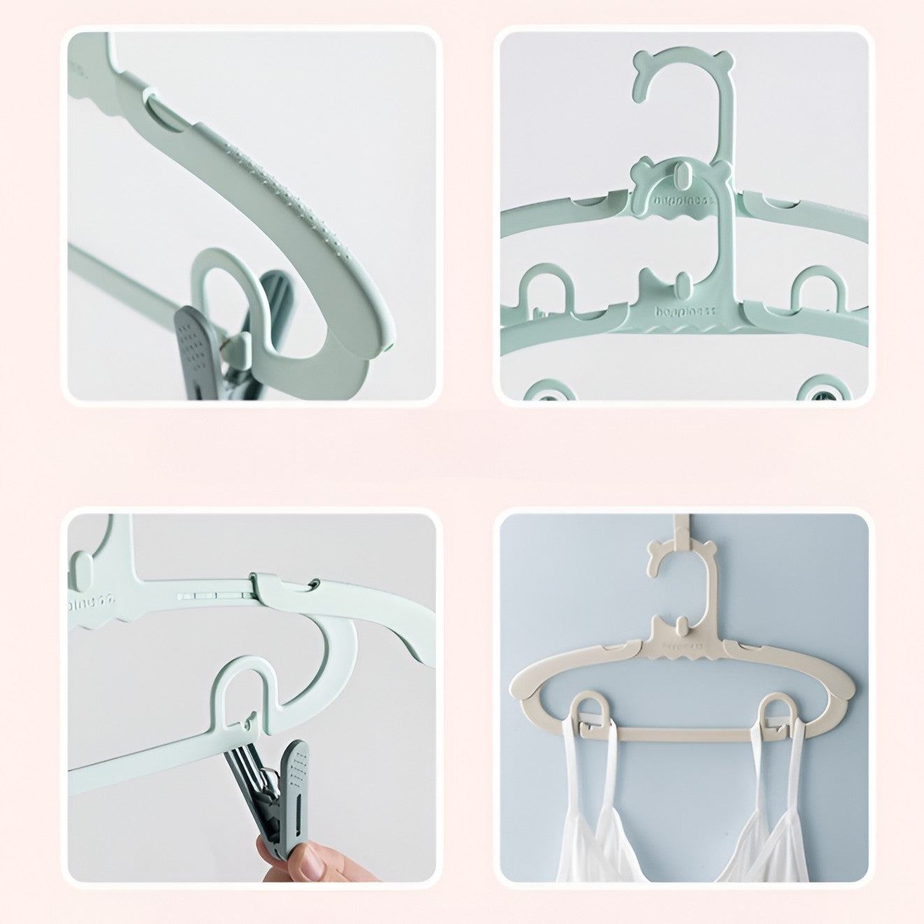 Set 10 de Cleme pentru Haine, Flippy, de Prindere pentru Pantaloni, Atasabile la Umerase, 1.6x2.3x6.35 cm, Maro