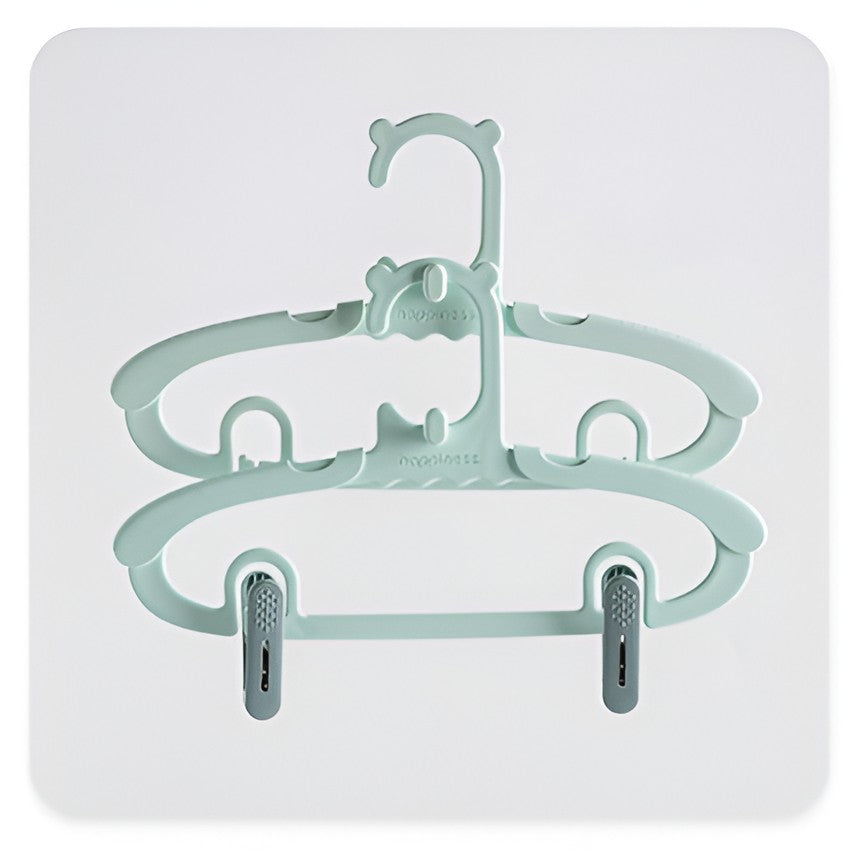 Set 10 de Cleme pentru Haine, Flippy, de Prindere pentru Pantaloni, Atasabile la Umerase, 1.6x2.3x6.35 cm, Verde