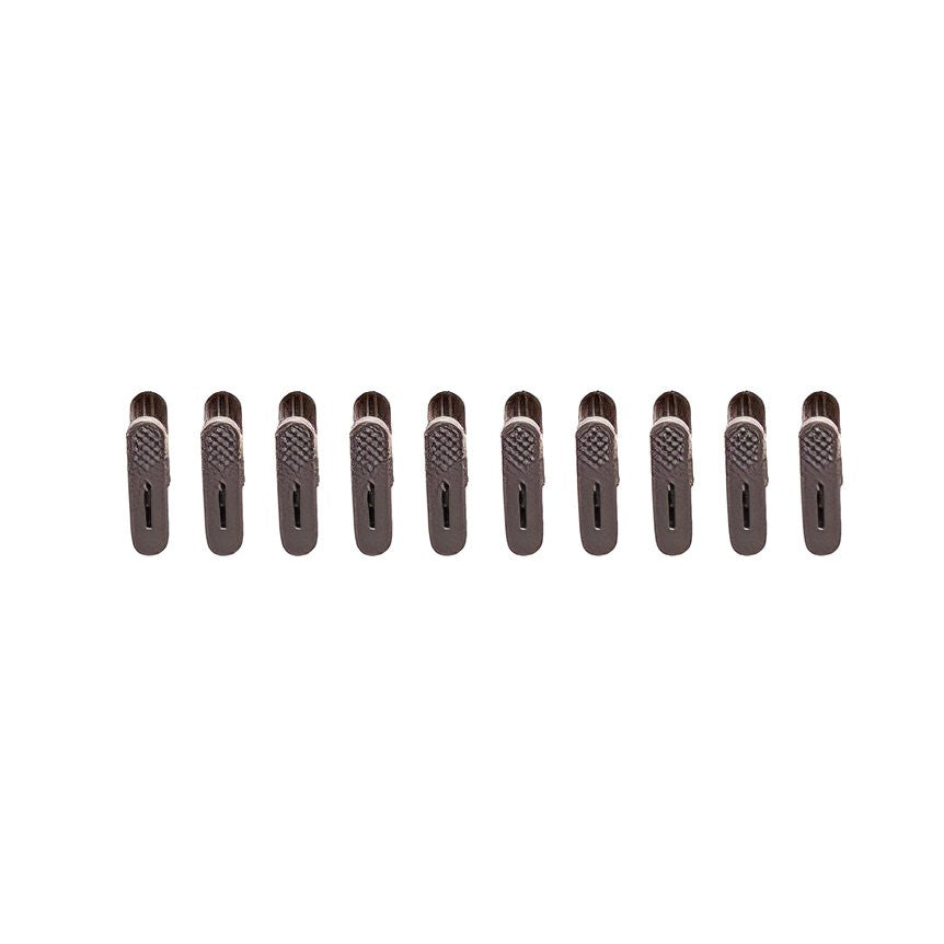 Set 10 de Cleme pentru Haine, Flippy, de Prindere pentru Pantaloni, Atasabile la Umerase, 1.6x2.3x6.35 cm, Maro