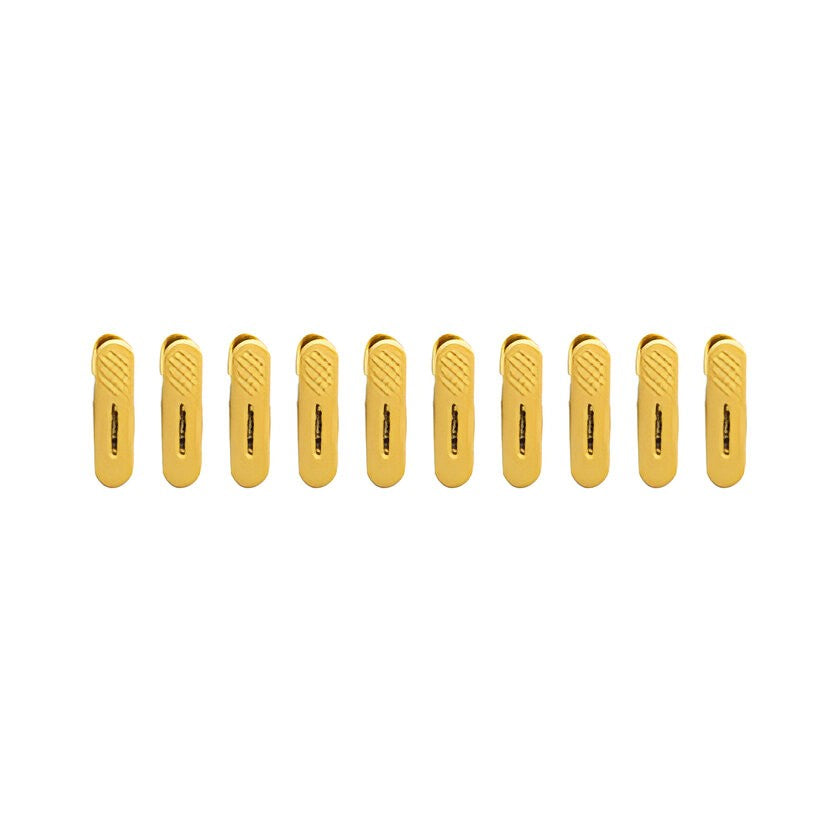 Set 10 de Cleme pentru Haine, Flippy, de Prindere pentru Pantaloni, Atasabile la Umerase, 1.6x2.3x6.35 cm, Galben