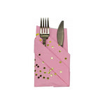 Set 20 de Servetele de Masa, Flippy, Imprimeu cu Buline Aurii, din Hartie, 17 x 17 cm, Roz