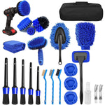 Set 25 Accesorii pentru Curatare Auto, Flippy, din PP si Microfibra, Interior/Exterior, 30 x 24 x 12 cm, Albastru/Negru