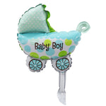 Set 3 Baloane din Folie Metalizata, Flippy, Figurine Carucior, Inima, Fundita, Tema Botez, 45 cm, Ambalaj Individual,