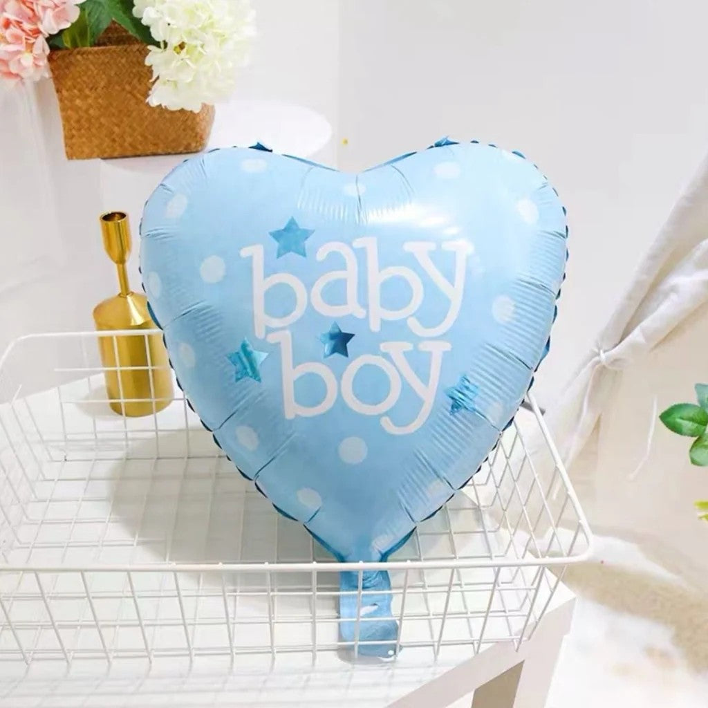 Set 3 Baloane din Folie Metalizata, Flippy, Figurine Carucior, Inima, Fundita, Tema Botez, 45 cm, Ambalaj Individual,