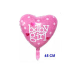 Set 3 Baloane din Folie Metalizata, Flippy, Figurine Carucior, Inima, Fundita, Tema Botez, 45 cm, Ambalaj Individual,