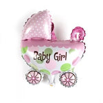Set 3 Baloane din Folie Metalizata, Flippy, Figurine Carucior, Inima, Fundita, Tema Botez, 45 cm, Ambalaj Individual,