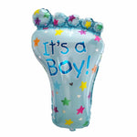 Set 3 Baloane din Folie Metalizata, Flippy, Figurine Picior 46x79 cm, Inima 45cm, Stea 45cm, Model It's a Boy, Tema