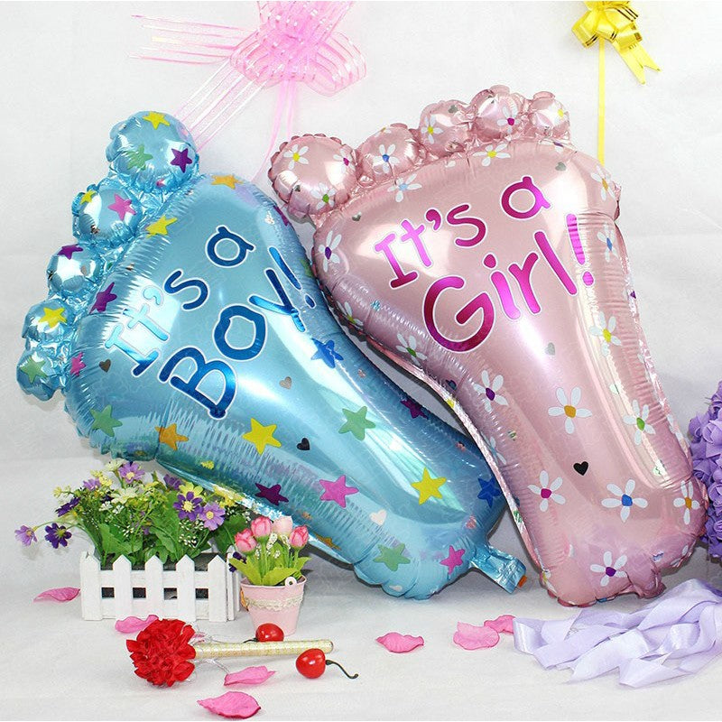Set 3 Baloane din Folie Metalizata, Flippy, Figurine Picior 46x79 cm, Inima 45cm, Stea 45cm, Model It's a Boy, Tema