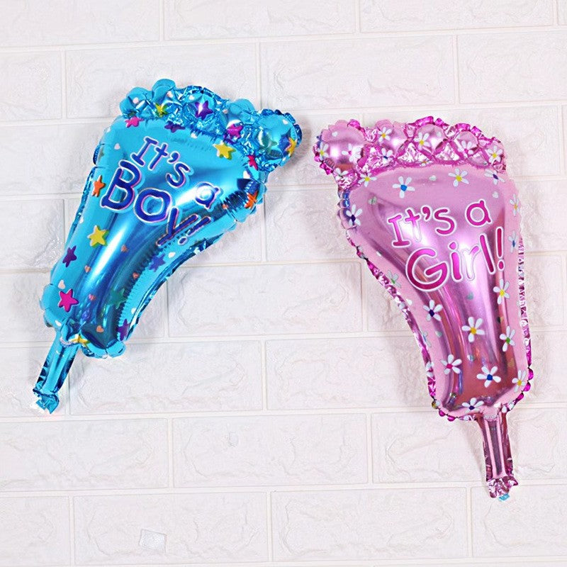Set 3 Baloane din Folie Metalizata, Flippy, Figurine Picior 46x79 cm, Inima 45cm, Stea 45cm, Model It's a Boy, Tema